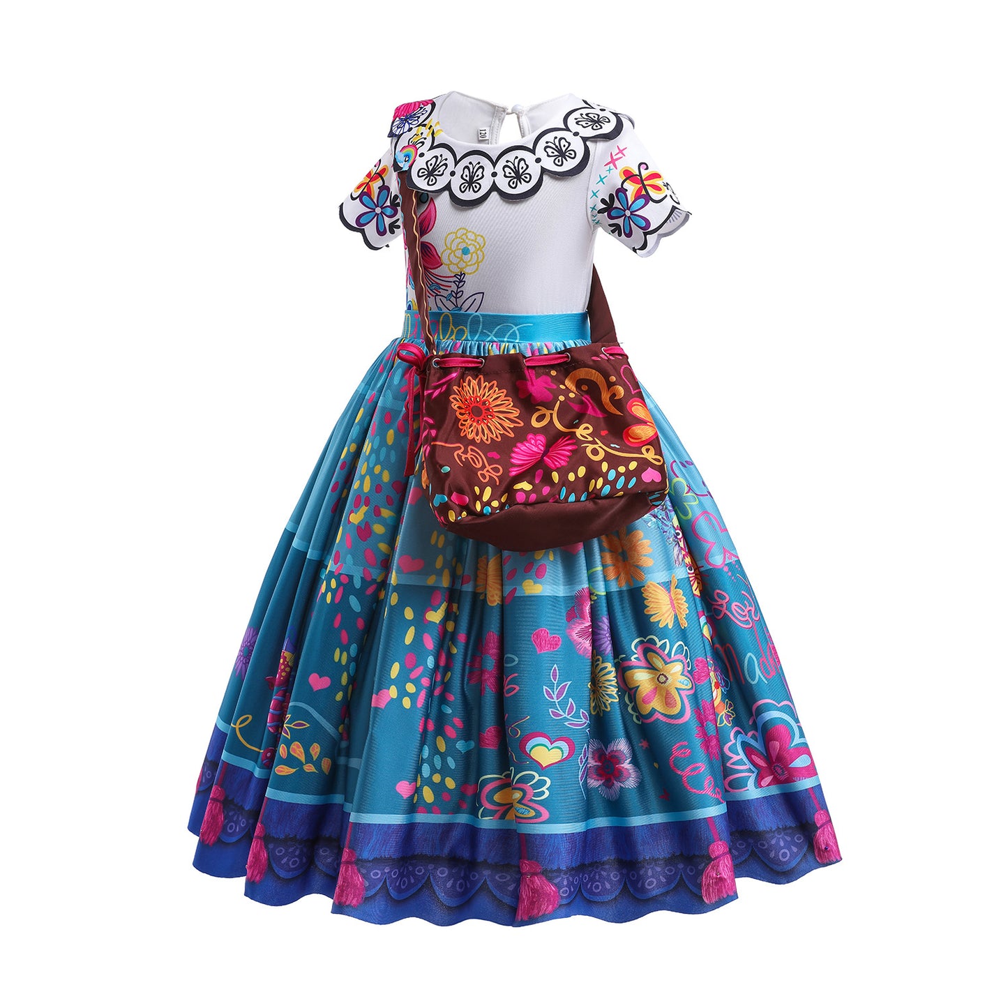 Encanto-Kids' Colourful Flower Princess Dress with Matching Bag – Fun & Playful for Little Ones