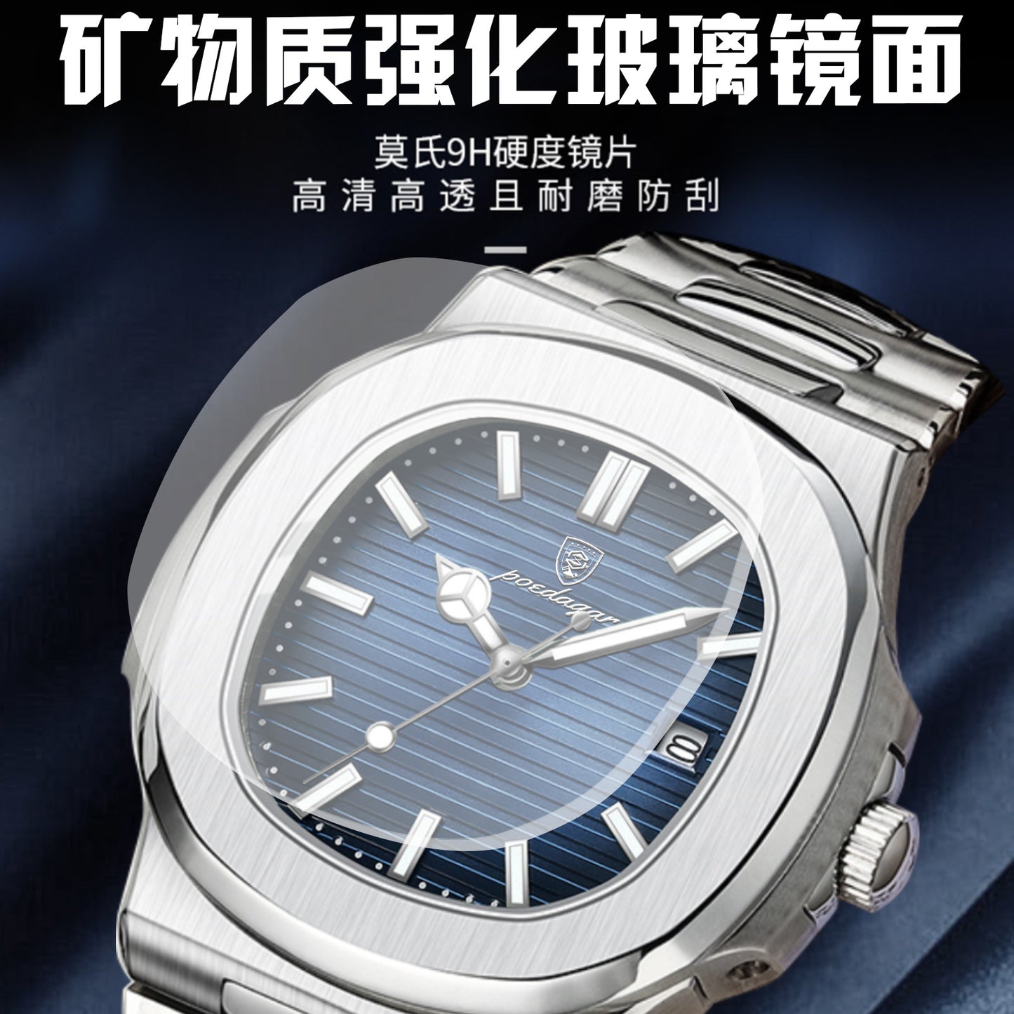 Elegant Luxury Stainless Steel Watch – Classic Green & Blue Dial