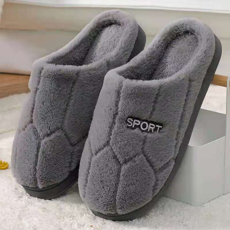 Cotton slippers women's winter non-slip plus velvet warm confinement slippers indoor home men's cute plush cotton slippers winter