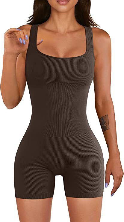 Ribbed Long Sleeve Square Neck Jumpsuit - Available in Multiple Colors