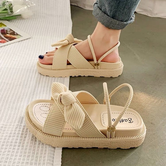 🪶 Title: Knotted Corduroy Comfort Sandals – Soft Style in Various Colours 🪶