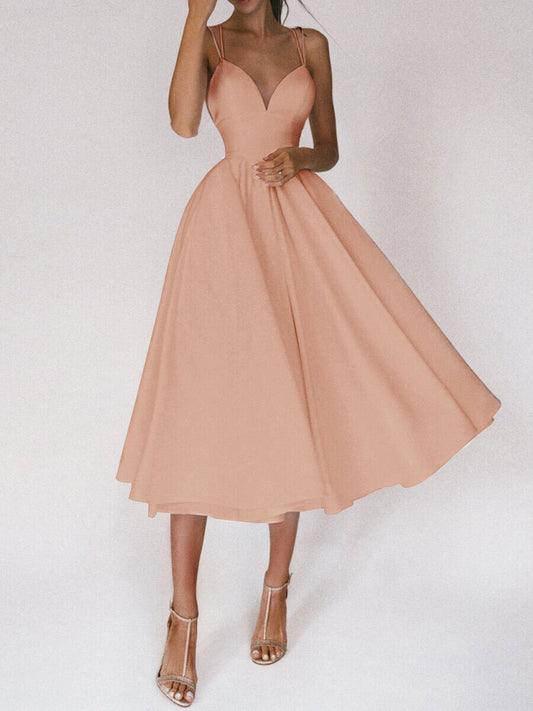 Elegant Blush Apricot A-Line Dress 💖👗