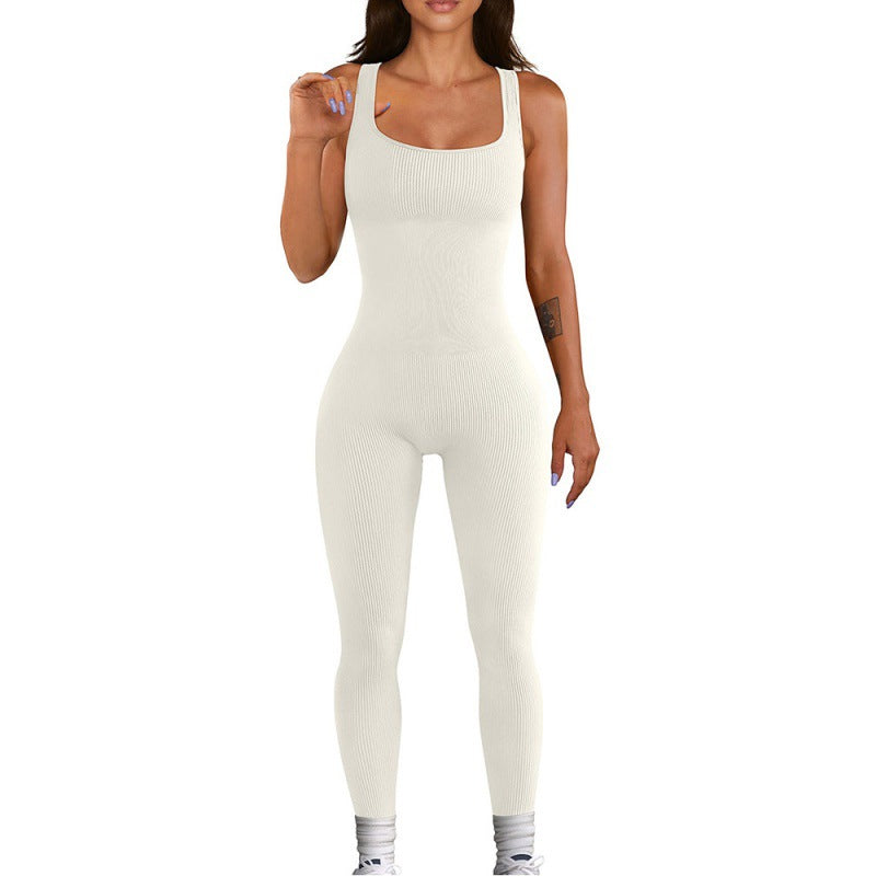 Ribbed Long Sleeve Square Neck Jumpsuit - Available in Multiple Colors