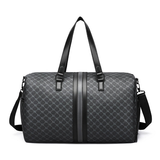 New plaid travel bag, men's portable large capacity business trip storage bag, travel fitness bag, shoulder messenger bag