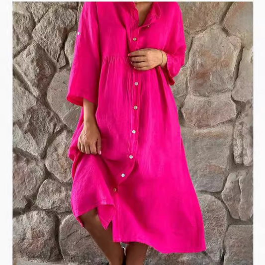 Hot Pink Button-Up Shirt Dress – Bold, Breezy, Beautiful 💃🌺
