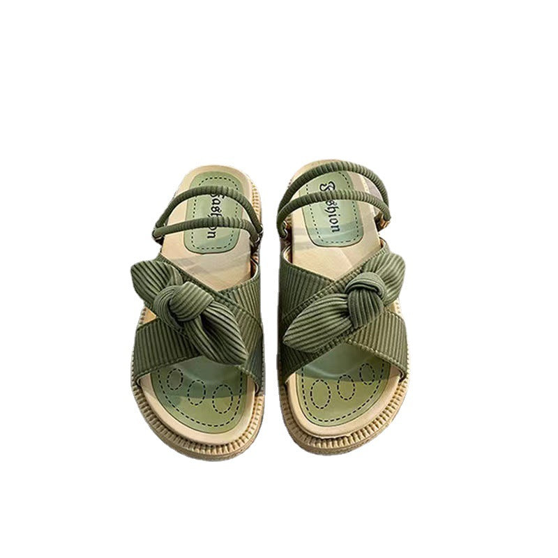 🪶 Title: Knotted Corduroy Comfort Sandals – Soft Style in Various Colours 🪶
