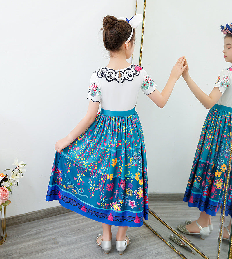 Encanto-Kids' Colourful Flower Princess Dress with Matching Bag – Fun & Playful for Little Ones