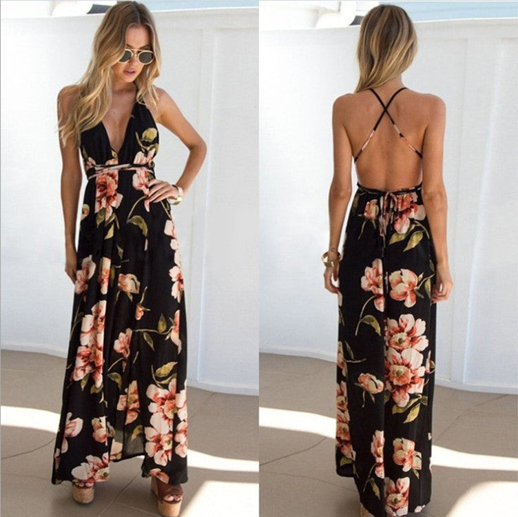 🌸 Bloom All Day Backless Floral Maxi Dress – Beach to Sunset in Various Colours 🌞🌺
