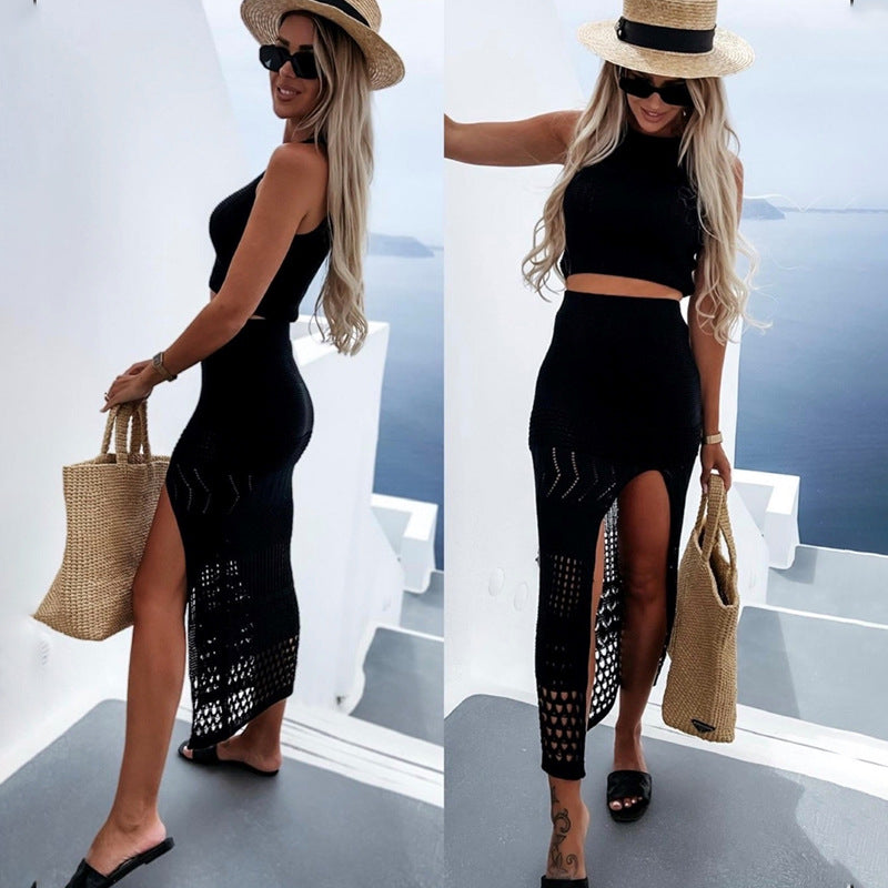 🏝 Coastal Knit Chic 2-Piece Set – Crochet-Inspired Summer Vibes in Various Colours ☀️🧶