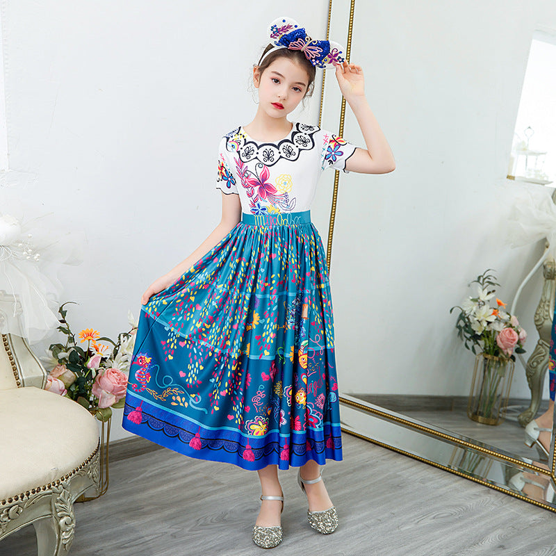 Encanto-Kids' Colourful Flower Princess Dress with Matching Bag – Fun & Playful for Little Ones