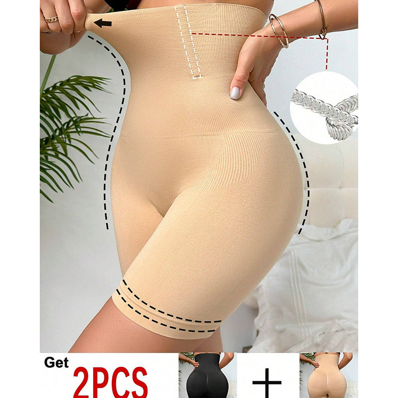 High Waist Tummy Control Shapewear Shorts – Seamless Slimming Body Shaper | Black & Beige