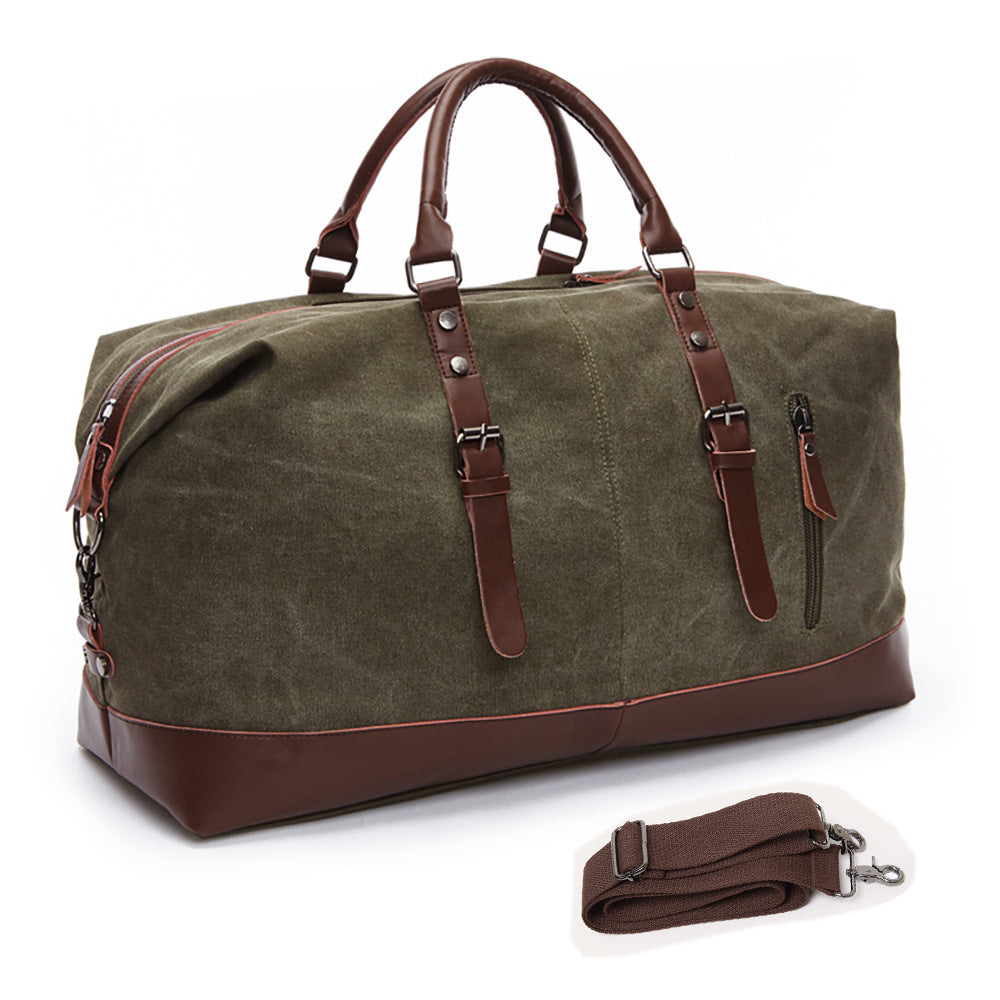 Canvas travel bag male simulation leather PU outdoor supplies luggage travel fitness photography bag large-capacity handbag