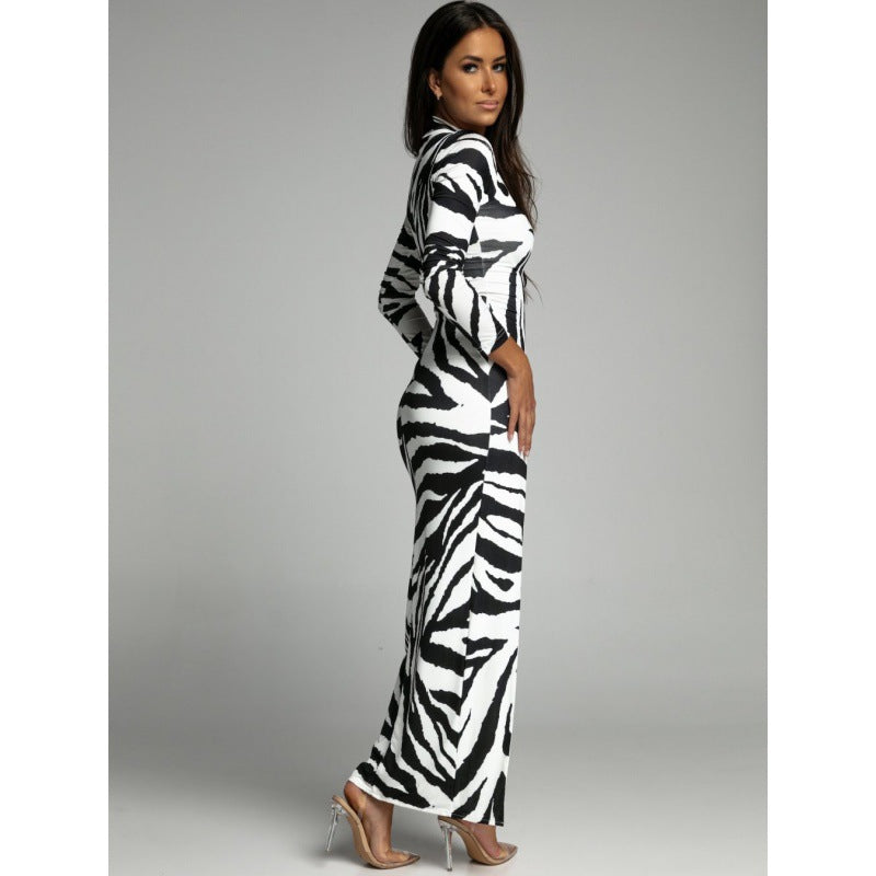 🔥 Fierce & Flawless High-Slit Bodycon Maxi Dress – Sleek, Wild & Stunning in Various Colours 🐆🖤🦓