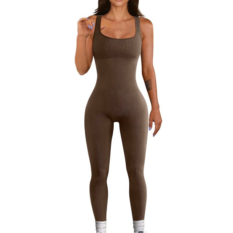 Ribbed Long Sleeve Square Neck Jumpsuit - Available in Multiple Colors