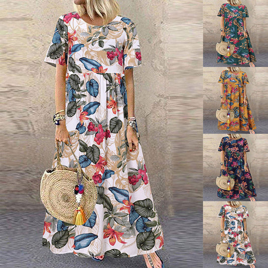 🌺 Island Escape Boho Maxi Dress – Available in Various Tropical Prints