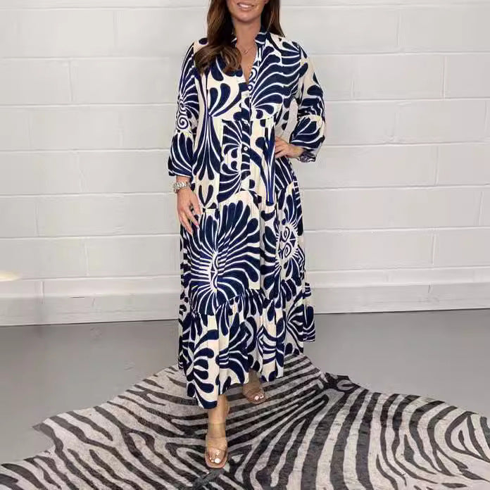 🌿 Island Escape Leaf-Print Midi Shirt Dress – Relaxed Glam in Various Colours 🌴✨