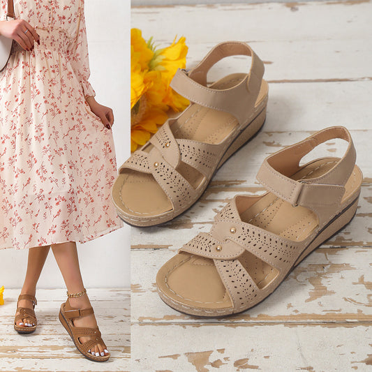 🌼 Everyday Comfort Wedge Sandals – Neutral Chic 🌼