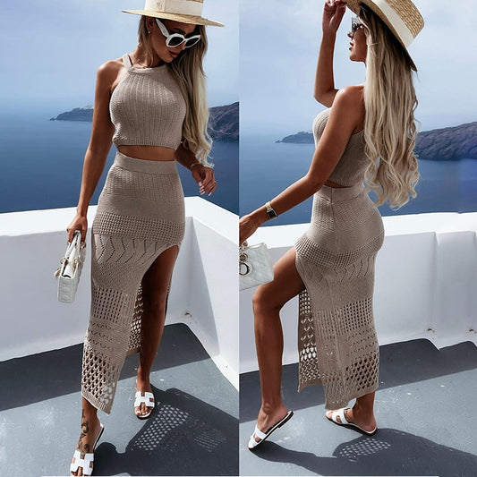 🏝 Coastal Knit Chic 2-Piece Set – Crochet-Inspired Summer Vibes in Various Colours ☀️🧶