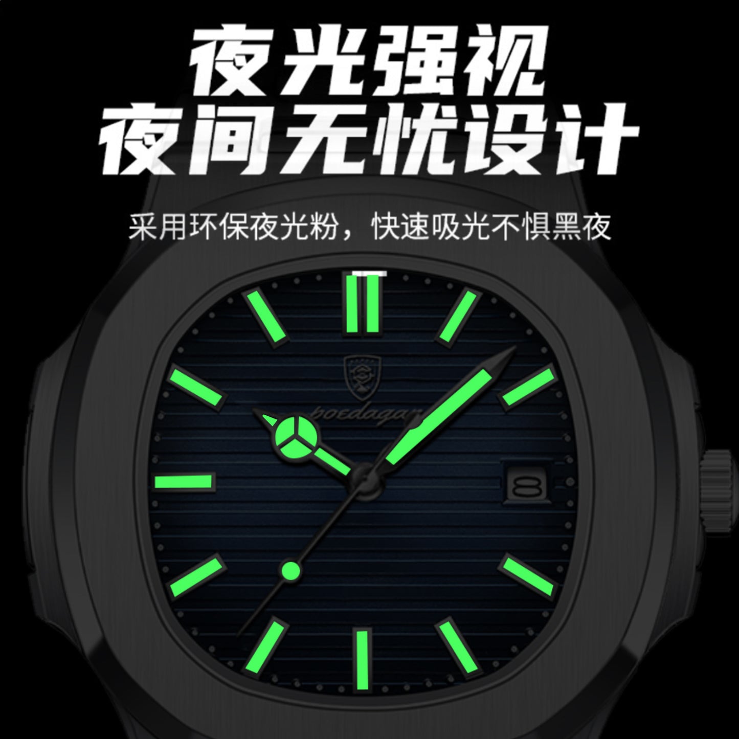 Elegant Luxury Stainless Steel Watch – Classic Green & Blue Dial