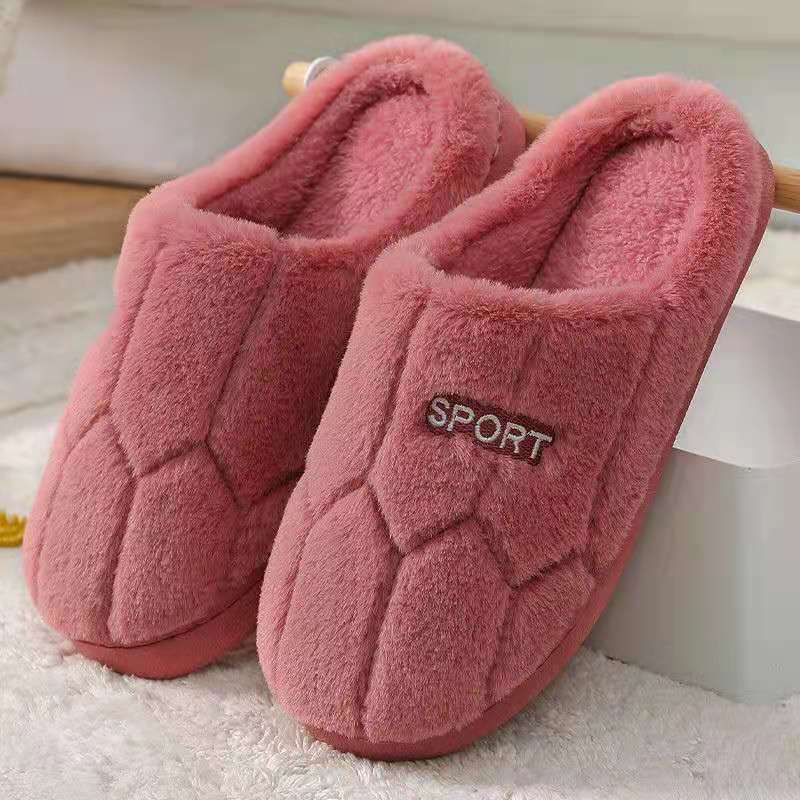 Cotton slippers women's winter non-slip plus velvet warm confinement slippers indoor home men's cute plush cotton slippers winter