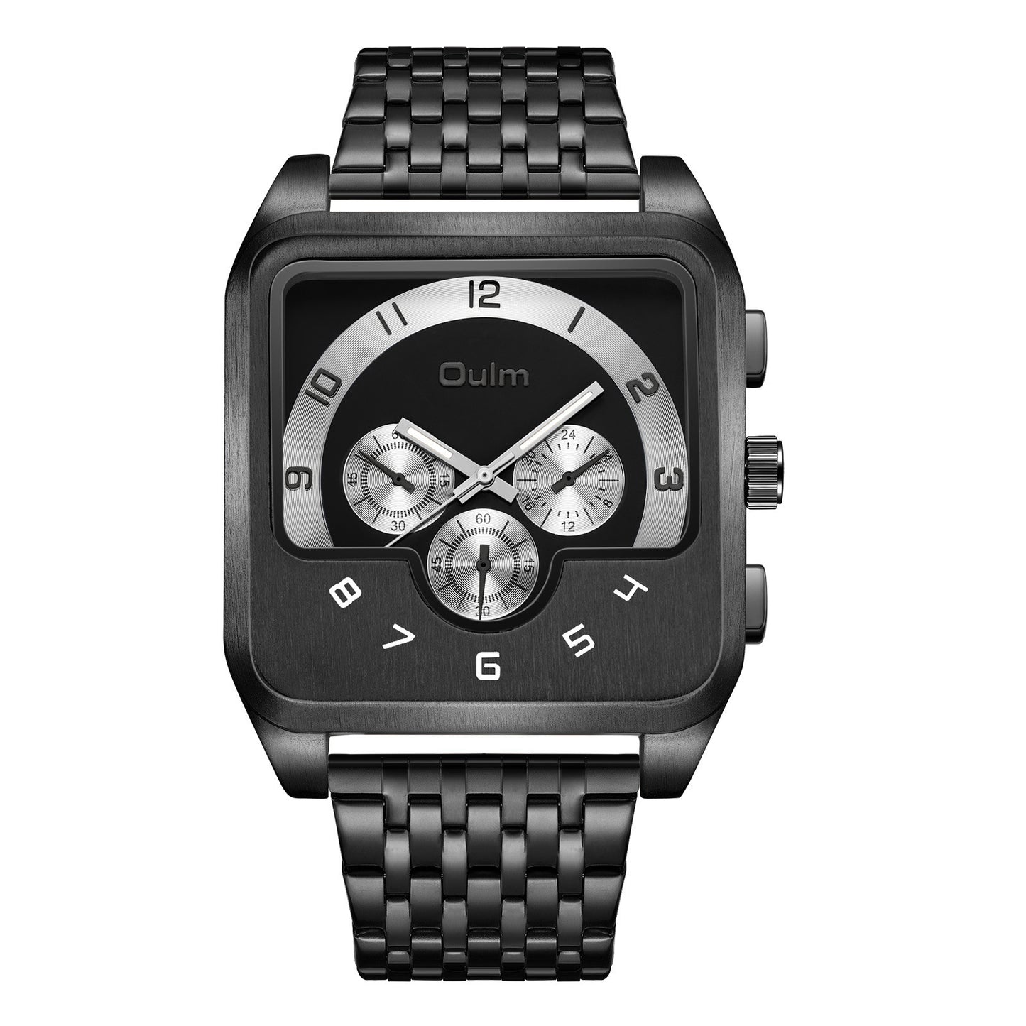 Men’s Luxury Square Dial Quartz Watch – Gold Stainless Steel Chronograph Wristwatch | Bold Modern Design