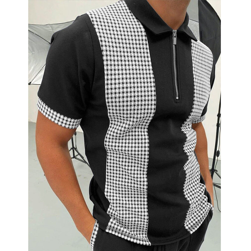 Men’s Bold Abstract Zip Collar Polo Shirt – Eye-Catching Summer Top in Various Designs