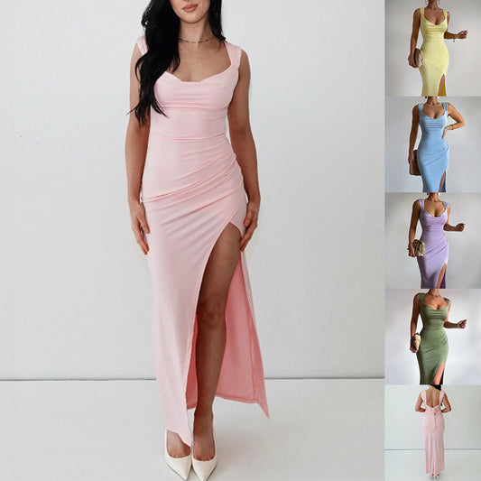 ✨ Elegant Sleeveless Bodycon Maxi Dress with High Slit – Summer Party, Evening, Cocktail Dress – Available in Various Colours