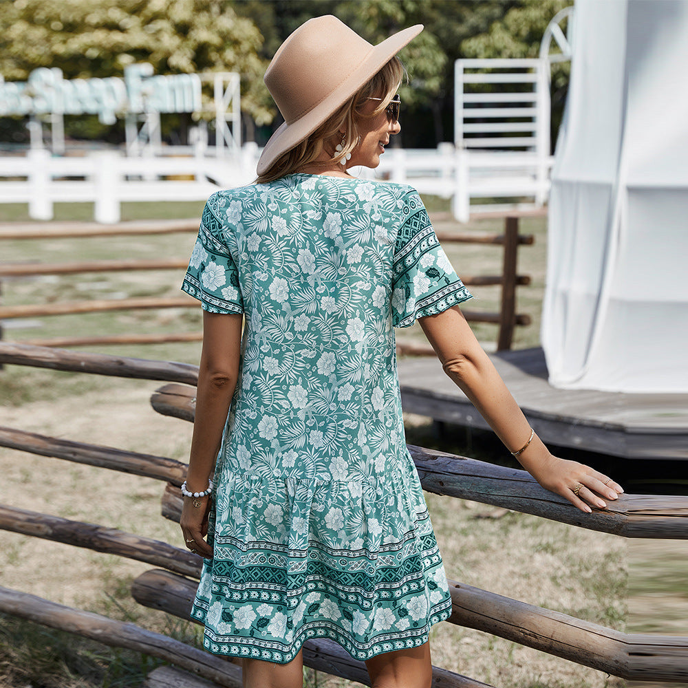 Boho Tassel Mini Dress – Flowy Floral Summer Tunic in Various Colours