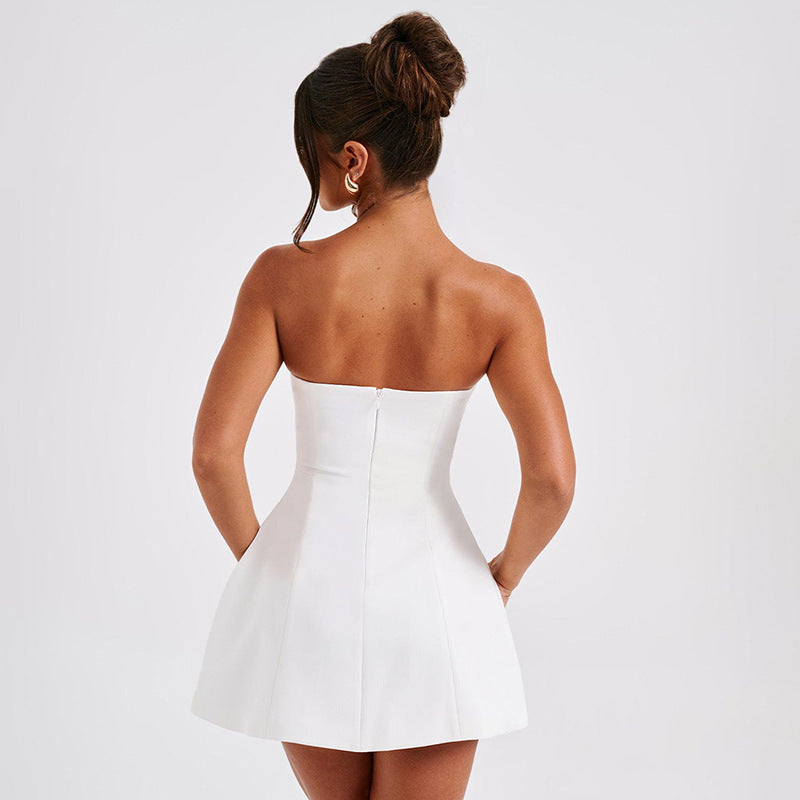 Elegant Strapless Corset Mini Dress – Available in Various Colours