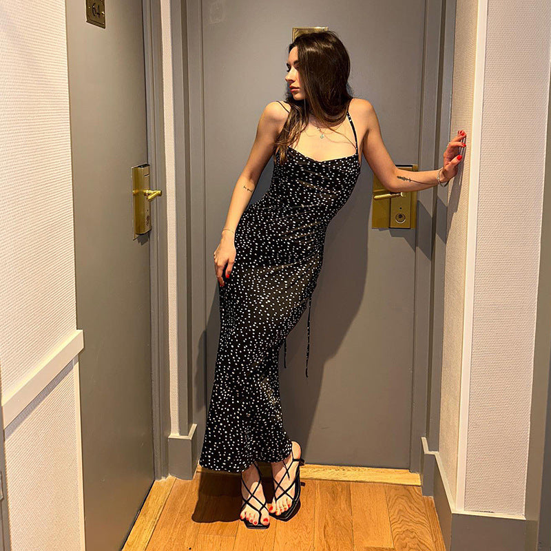 Fashion Women's Wear Slim Fit Printing Slip Dress