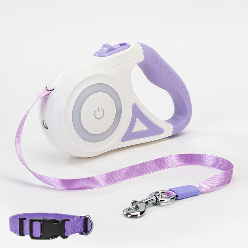 LED Retractable Dog Lead with Built-in Torch – Stylish Night Walk Leash for Pets