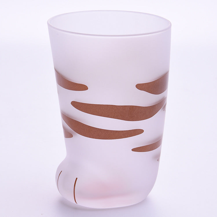 Cute Frosted Cat Paw Glass Cup – Various Colours