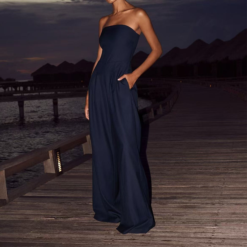 Elegant Strapless Wide-Leg Jumpsuit – Timeless Evening Style