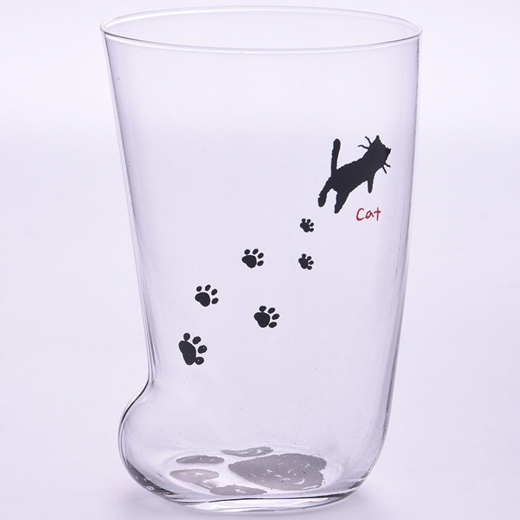 Cute Frosted Cat Paw Glass Cup – Various Colours