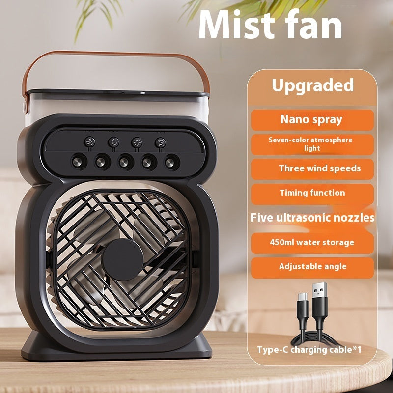 💨 3-in-1 Misting Fan with LED Night Light – Desktop Air Cooler in Various Colours