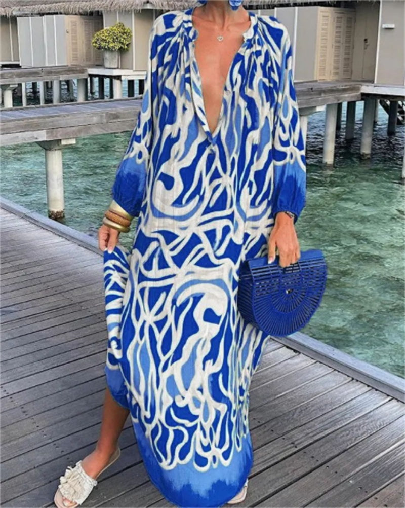 Women’s Boho Print Kaftan Maxi Dress – Flowy Beach Cover Up & Summer Dress | Various Designs