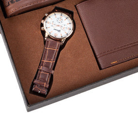 Luxury Men's Gift Set – Watch, Belt & Wallet | Jesou Collection | Elegant Brown Design