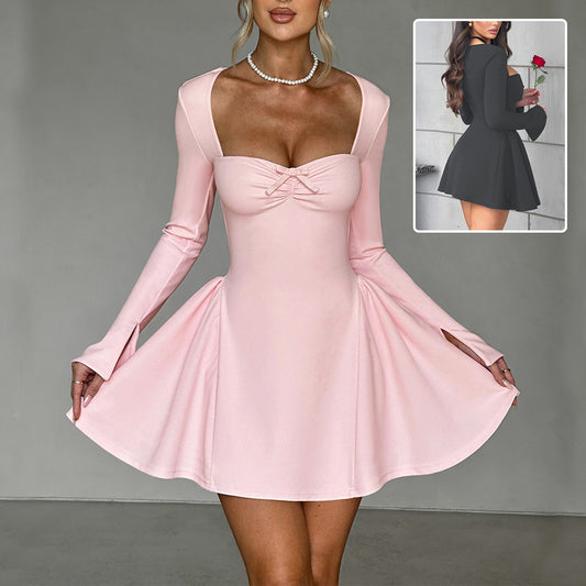 🎀 Long Sleeve Skater Mini Dress – Available in Various Colours