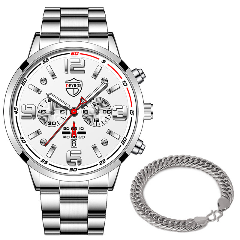 DEYROS Gold Chronograph Watch & Bracelet Set – Luxury Gift for Men (Various Colours)