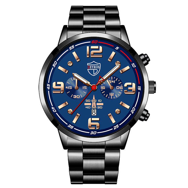 DEYROS Gold Chronograph Watch & Bracelet Set – Luxury Gift for Men (Various Colours)