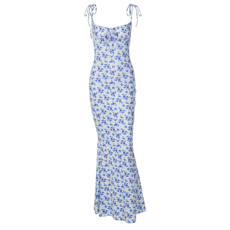 Floral Print Bodycon Maxi Dress – Spaghetti Straps – Elegant Summer Party Dress – Various Colours
