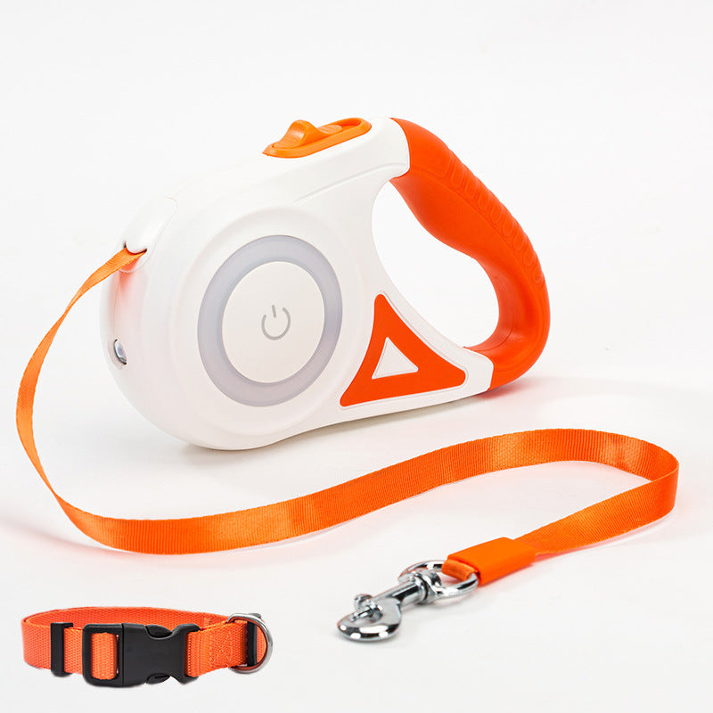 LED Retractable Dog Lead with Built-in Torch – Stylish Night Walk Leash for Pets