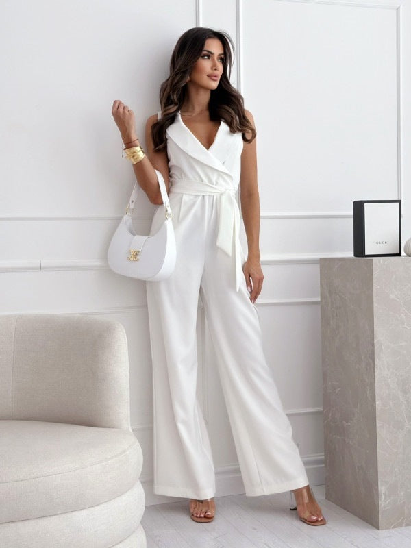 Elegant Sleeveless Belted Jumpsuit – Various Colours