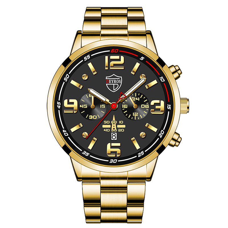DEYROS Gold Chronograph Watch & Bracelet Set – Luxury Gift for Men (Various Colours)