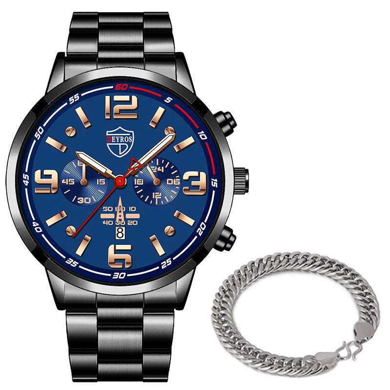DEYROS Gold Chronograph Watch & Bracelet Set – Luxury Gift for Men (Various Colours)